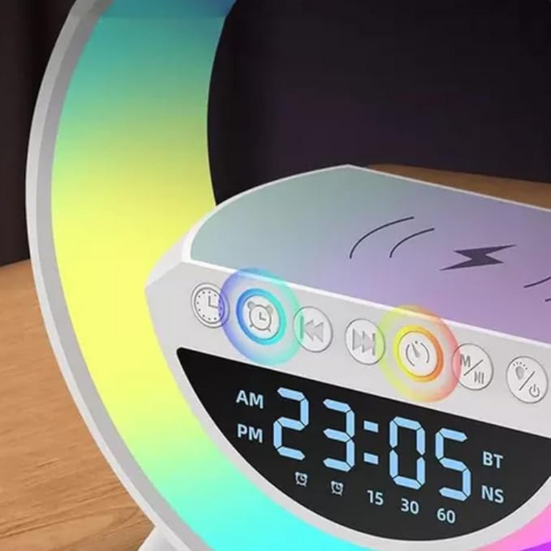 G Speaker Smart Station Luminária Relógio com Som Bluetooth e Carregador Indução