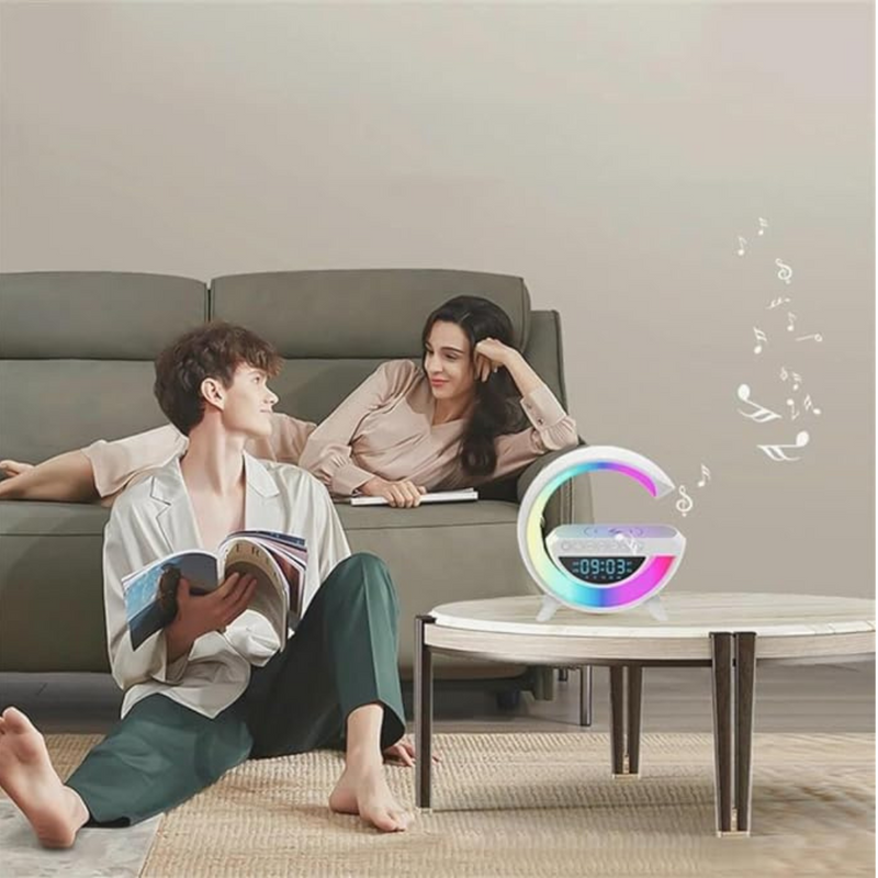 G Speaker Smart Station Luminária Relógio com Som Bluetooth e Carregador Indução